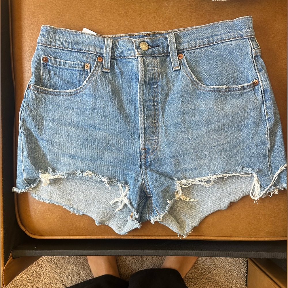 Levi 501s Denim Blue Women's Frayed Shorts